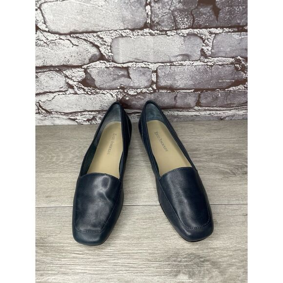 Enzo Angiolini Liberty Navy Blue Leather Square Toe Loafers Flats Women Sz 7M US - Picture 3 of 16